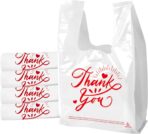 100/300-Pack White Thank You T-Shirt Bags, 11.5x6.5x21 Inches, Reusable Grocery Retail Packaging for small Business - Image 2