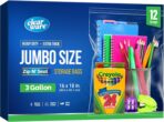 12 Large Storage Bags With Zipper Top - 3 Gallon Size, 16" x 18", Extra Large Plastic for Clothes, Travel, Moving, Large Reusable freezer bags, BPA-Free, 2-mil Thick - Image 2