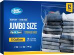 12 Large Storage Bags With Zipper Top - 5 Gallon Bags 18" x 24", Extra Large Plastic for Clothes, Travel, Moving, Large Reusable freezer bags, BPA-Free, 2-mil Thick - Image 2