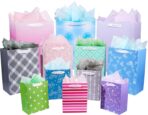 12 Pack Gift Bags Assorted Sizes and Designs, Gift Bags Bulk with Tissue Paper (5 Medium 8", 4 Large 11", 3 Extra Large 14") for Birthday, Baby Showers, Bridal Showers, Easter Day Any Occasion - Image 2