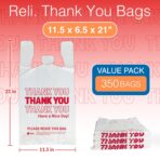 Reli. Thank You Plastic Bags (350 Count) (11.5" x 6.5" x 21") (White) - Grocery, Shopping Bag, Restaurants, Convenience Store - Image 3