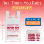 Reli. Plastic Bags Thank You (1050 Count) | White Grocery Bags with Handles | Shopping (Plastic) - Image 3