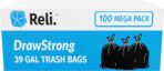 Reli. 39 Gallon Trash Bags Drawstring (100 Count) Large 39 Gallon Heavy Duty Drawstring Trash Bags, Garbage 39Gal Capacity, Lawn Leaf (39Gal, Black) - Image 8