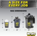 Brute Super Tuff Heavy Duty 2.2 MIL Contractor Bags, Extra Large Trash Bags, Twist Tie Closure, Black, 55 Gallon, 15 Count - Image 6