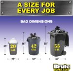 Brute Super Tuff Heavy Duty 2.0 MIL Contractor Bags, Large Trash Bags, Twist Tie Closure, Black, 42 Gallon, 20 Count - Image 6