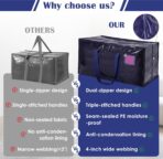6 Pack Extra Large Heavy Duty Moving Bags with Reinforced Zipper & Wide Handles, Moisture-Resistant Storage Bins Packing Cubes for Clothes, College Dorm, Travel, and Home Organization, Dark Blue - Image 9