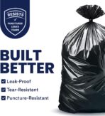 Plasticplace 55-60 Gallon Trash Bags, 1.2 Mil Heavy Duty Contractor Garbage Bags, Black Tear-Resistant Bags for Construction, Yard Waste, Industrial Use, Large 38” x 58” (100 Count) - Image 3