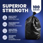 Plasticplace 55-60 Gallon Trash Bags, 1.2 Mil Heavy Duty Contractor Garbage Bags, Black Tear-Resistant Bags for Construction, Yard Waste, Industrial Use, Large 38” x 58” (100 Count) - Image 5