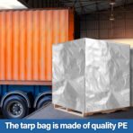 2 Pcs Silver 48" x 60" x 48" Heavy Duty Pallet Covers Outdoor PE Waterproof Pallet Cover Silver Tarp Waterproof for Construction Outdoor Storage - Image 4