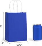 BagDream Royal Blue Gift Bags with Handles Bulk 100Pack 5.25x3x8 Inch Small Kraft Paper Bags for Wedding, Party Favors, Business, Retail, Blue Paper Gift Sacks - Image 3