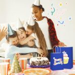 BagDream Royal Blue Gift Bags with Handles Bulk 100Pack 5.25x3x8 Inch Small Kraft Paper Bags for Wedding, Party Favors, Business, Retail, Blue Paper Gift Sacks - Image 5