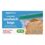 Amazon Basics Reclosable Sandwich Double Zipper Storage Bags, 100 Count, Pack of 1 - Image 6