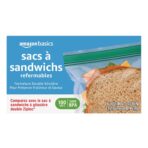 Amazon Basics Reclosable Sandwich Double Zipper Storage Bags, 100 Count, Pack of 1 - Image 7