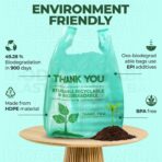 500 Biodegradable Compostable Thank You Plastic Bags - Grocery Shopping Bags with Handles [12" X 6.5" X 22"] Eco Friendly Green Plastic T Shirt Bags for Small Business Restaurant Supplies Retail Store - Image 4
