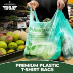 500 Biodegradable Compostable Thank You Plastic Bags - Grocery Shopping Bags with Handles [12" X 6.5" X 22"] Eco Friendly Green Plastic T Shirt Bags for Small Business Restaurant Supplies Retail Store - Image 7