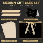 woric Black Gift Bags with Handles, 14" Medium Valentines Gift Bag with Tissue Paper, 2 Pcs Bags with 4 Tissue Paper and 2 Cards for Valentines Day Boys Men Birthday Baby Shower Party - Image 3