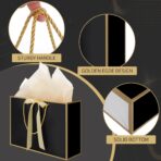 woric Black Gift Bags with Handles, 14" Medium Valentines Gift Bag with Tissue Paper, 2 Pcs Bags with 4 Tissue Paper and 2 Cards for Valentines Day Boys Men Birthday Baby Shower Party - Image 4