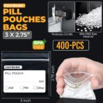 Pill Pouch Bags for Travel Pack of 400 - BPA Free 3 x 2.75 inch Pill Pouch - Pill Pouches for Medicine with Write on Label –Clear Ziplock Pill Baggies for Travel Medicine Organizer - Image 3