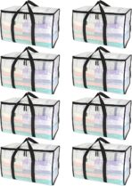 BALEINE 8-Pack Oversized Moving Bags with Reinforced Handles, Heavy-Duty Storage Tote for Clothes, Moving Supplies (Clear, 8-Pack) - Image 9