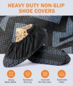 X-Large 100 Pcs Shoe Covers Disposable Non-Slip,Shoe Covers for Indoors Reusable,Slip-resistant, Durable, Breathable, Non-Woven Booties for Shoes Covers,Stretchable Fits Up To13 US Men,Black - Image 3