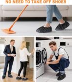 X-Large 100 Pcs Shoe Covers Disposable Non-Slip,Shoe Covers for Indoors Reusable,Slip-resistant, Durable, Breathable, Non-Woven Booties for Shoes Covers,Stretchable Fits Up To13 US Men,Black - Image 4