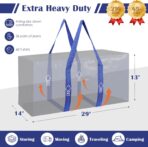 6 Pack Extra Large Heavy Duty Moving Bags with Reinforced Zipper & Wide Handles, Moisture-Resistant Storage Bins Packing Cubes for Clothes, College Dorm, Travel, and Home Organization, Blue - Image 3