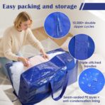 6 Pack Extra Large Heavy Duty Moving Bags with Reinforced Zipper & Wide Handles, Moisture-Resistant Storage Bins Packing Cubes for Clothes, College Dorm, Travel, and Home Organization, Blue - Image 4