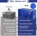 6 Pack Extra Large Heavy Duty Moving Bags with Reinforced Zipper & Wide Handles, Moisture-Resistant Storage Bins Packing Cubes for Clothes, College Dorm, Travel, and Home Organization, Blue - Image 10