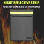 Fireproof Waterproof Money Document Bag - 15"x 11" Safe Zipper Bags with Reflective Strip, Fire & Water Proof Storage Organizer Pouch for Important Documents Holder,File,Cash,Passport,Tablet (Gray) - Image 3