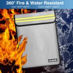Fireproof Waterproof Money Document Bag - 15"x 11" Safe Zipper Bags with Reflective Strip, Fire & Water Proof Storage Organizer Pouch for Important Documents Holder,File,Cash,Passport,Tablet (Gray) - Image 5