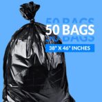 Reli. 40 to 45 Trash Bags Heavy Duty | 50 Trash Bags | Super Sizeable for Serious Garbage Cleanup (Black) - Image 3