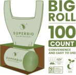 SUPERBIO 2.6 Gallon Compostable Bags with Handles, 100 Count,1 Pack, Food Scrap Bags Certified by BPI and OK compost INDUSTRIAL, 9.84L - Image 3