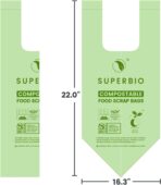 SUPERBIO 2.6 Gallon Compostable Bags with Handles, 100 Count,1 Pack, Food Scrap Bags Certified by BPI and OK compost INDUSTRIAL, 9.84L - Image 6