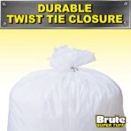 Brute Super Tuff Heavy Duty 2.2 MIL Kitchen Compactor Bags, Twist Tie Closure, White, Clean Fresh Scent with Odor Protect Technology, 20 Gallon, 20 Count - Image 5