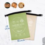 Bread Bags for Homemade, Beeswax Reusable Bread Bag for Sourdough 2-Pack, Large Reusable Waxed Food Storage Bag to Keep Sourdough Fresh, Freezer-Safe, Eco-Friendly (Khai& Green) - Image 4