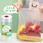 Plastic Produce Bags Roll, 10" x 14" Plastic Bags for Food, Fresh-Keeping Clear Food Bag for Fruit, Vegetable, Bread, Refrigerator Storage, Kitchen, Supermarket, 1 Roll 400 Storage Bag - Image 3