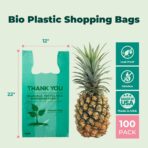 FMP Brands Eco Biodegradable Plastic Grocery Bags - 100 Count with Handles, Thank You T-Shirt Shopping Bags Bulk for Small Business, Restaurant, Groceries, Supermarket - Image 3