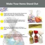 100 Pcs Star Printed 5"X 7" Gift Wrap Cello Cellophane Treat Bags Party Favor bags Clear Candy Cookie Bag Plastic Poly Goodie Storage Bag with Twist Ties for Bakery,Birthday, Wedding ,Party Decorations (Gold) - Image 5