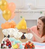 100 Pcs Star Printed 5"X 7" Gift Wrap Cello Cellophane Treat Bags Party Favor bags Clear Candy Cookie Bag Plastic Poly Goodie Storage Bag with Twist Ties for Bakery,Birthday, Wedding ,Party Decorations (Gold) - Image 6