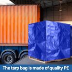 1 Pcs Blue 48" x 60" x 48" Heavy Duty Pallet Covers Outdoor PE Waterproof Pallet Cover Silver Tarp Waterproof for Construction Outdoor Storage - Image 3