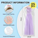 BEISHIDA 25PCS 72 Inch Plastic Garment Bag-Plastic Clear Dry Cleaner Laundry Bags for Clothes Cover, Hanging Clothes Storage for Long Dresses Skirt Coat Suit Shirt Jacket - Image 3