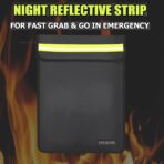 Fireproof Waterproof Money Document Bag - 15"x 11" Safe Zipper Bags with Reflective Strip, Fire & Water Proof Storage Organizer Pouch for Important Documents Holder,File,Cash,Passport,Tablet (Black) - Image 3