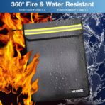 Fireproof Waterproof Money Document Bag - 15"x 11" Safe Zipper Bags with Reflective Strip, Fire & Water Proof Storage Organizer Pouch for Important Documents Holder,File,Cash,Passport,Tablet (Black) - Image 5
