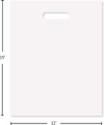 Purple Q Crafts Plastic Bag With Die Cut Handle Bag 12" x 15" White Plastic Merchandise Bags 100 Pack for Retail, Gifts, Trade Show and More - Image 3