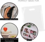 Purple Q Crafts Plastic Bag With Die Cut Handle Bag 12" x 15" White Plastic Merchandise Bags 100 Pack for Retail, Gifts, Trade Show and More - Image 5