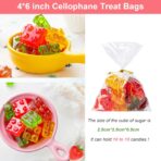 Cello Cellophane Treat Bags, 200 Pcs 4x6 Inches Clear Cellophane Bags with 200 Twist Ties for Gift Wrapping,Packaging Candies,Dessert,Bakery,Party Favors - Image 3