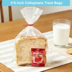 Cello Cellophane Treat Bags, 200 Pcs 4x6 Inches Clear Cellophane Bags with 200 Twist Ties for Gift Wrapping,Packaging Candies,Dessert,Bakery,Party Favors - Image 5