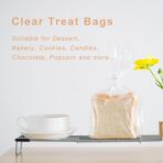 Cello Cellophane Treat Bags, 200 Pcs 4x6 Inches Clear Cellophane Bags with 200 Twist Ties for Gift Wrapping,Packaging Candies,Dessert,Bakery,Party Favors - Image 9
