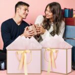 woric Pink Gift Bags with Handles, 14" Medium Valentines Gift Bags with Tissue Paper, 2 Pcs Pink Bags with 4 Tissue Paper and 2 Cards for Valentines Day Baby Shower Birthday Party Wedding - Image 5