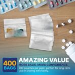 Pill Pouch Bags - (Pack of 400) 3" x 2.75" - BPA-Free, Poly Bag Disposable Zipper Pills Baggies, Daily AM PM Travel Medicine Organizer Storage Pouches, Best Clear Reusable with Write-on Labels - Image 9
